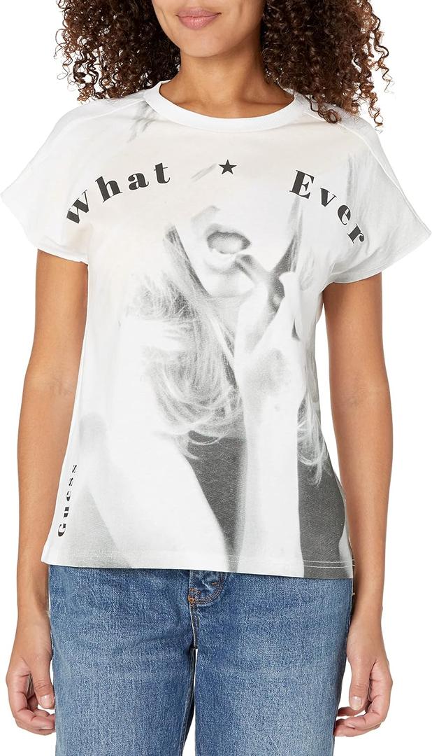 GUESS Women's Short Sleeve Crew Neck Carmen Tee (Pure White), Small
