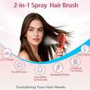 Hair Brush with Water Spray Mister - 2-in-1 Detangling Brush with Built-in Fine Mist, Portable Wet & Dry Styling Tool for Smooth, Frizz-Free Hair - Quick Refresh for Women & Girls On-The-Go(1 Orange)