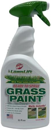Lawnlift Pre-Mixed Grass Paint 32 Ounce Ready to Spray, No Mixing, 32 oz., Green