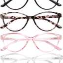 Przene 4 Pack Blue Light Blocking Reading Glasses, Cat Eye Reading Glasses With Spring Hinge Reader For Women/ Men 0.5