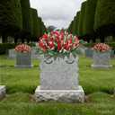 Artificial Cemetery Flowers for Grave,Headstone Flower Saddle for Grave Tombstone Decorations (Red)