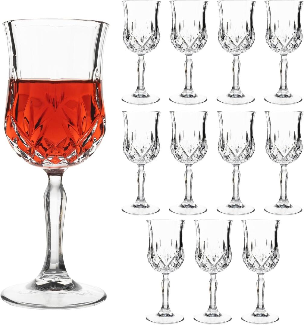 UMEIED 12 Pack 7.2oz Glasses, Small Stemware for Red , Port, Sherry, Dessert , Crystal Clear Classic Glass Goblets Elegant Glassware for Restaurants, Bars, Home Use