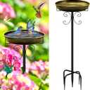 Daoeny 35In Metal Bird Bath for Outside, Vintage Bird Bath Bowl, Detachable Birdbath & Birdfeeder with 5 Prongs Base Stake, Bird Baths for Outdoors Garden Yard Lawn Decor (Antique Golden)