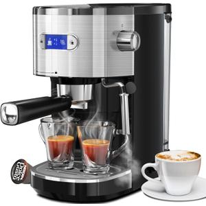 20 Bar Espresso Machine,Semi-Automatic Espresso Machine with Milk Frother Steam Wand,Coffee Maker Machine with 40 oz Removable Water Tank for Latte &Cappuccino (Black)