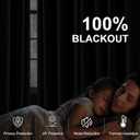 NICETOWN Black Out Curtains 63 inch Long, Rod Pocket 100% Blackout Window Treatment Thermal Curtains Room Darkening Drapes for Bedroom, W52 x L63, 2 Panels
