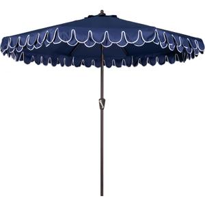 9Ft Elegant Valance Patio Umbrella, Outdoor Umbrellas for Patio with Auto-Tilt and Crank System, Table Umbrella for Outdoors, Poolside, Beach, Backyard, Navy Blue 