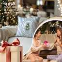 Blue and White Chinoiserie Christmas Tree Pillow Covers 18x18, Preppy Girly Christmas Decor, Coquette Bow Xmas Tree Decorative Throw Pillow Covers for Girls Bedroom Living Room Home (Color 15)