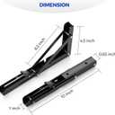 Ravinte 2 Pack 10 Inch Folding Shelf Brackets Matte Black, Heavy Duty Collapsible Brackets for Tables and Benches Space-Saving Design