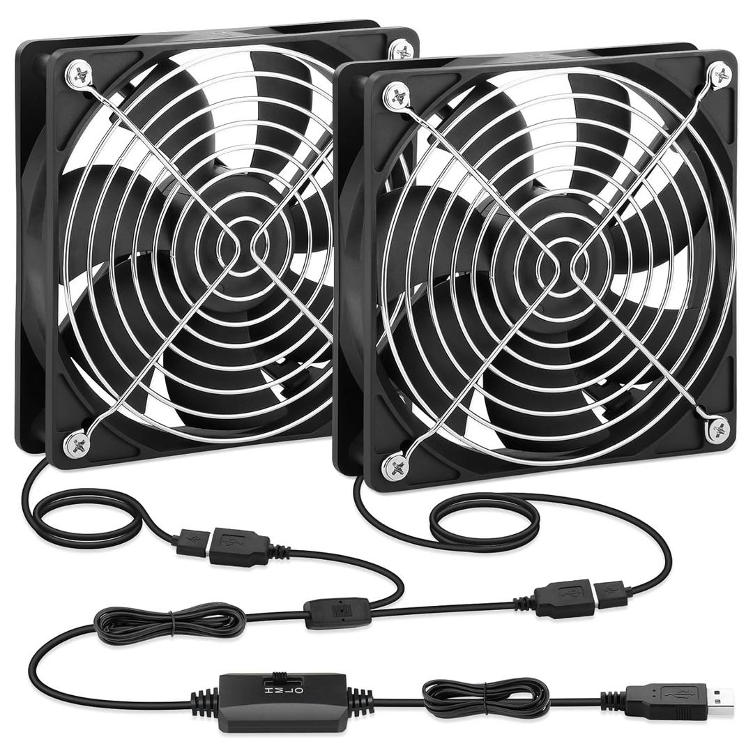 2 Packs AmRunJe 120mm x 25mm USB Cooling Fan 5V Brushless Dual Fan with Speed Controller for Computer Receiver DVR Xbox AV Cabinet Projector Router 2 Packs AmRunJe 120mm x 25mm USB Cooling Fan 5V Brushless Dual Fan with Speed Controller for Computer Receiver DVR Xbox AV Cabinet Projector Router