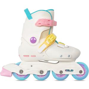 Nattork Inline Skates for Girls Kids Teens Boys Age Sizes Adjustable Blades Roller for Outdoor Indoor Birthday (Medium(13C-3 US), White)