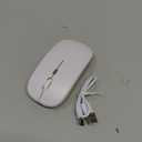 Wireless Bluetooth Mouse Rechargeable Laptop Mice with LED Use Portable(BT5.2 and USB 2.4G) Dual Mode Connection Silent Slim Computer Mouse for Laptop/iPad Tablet/Apple MacBook/PC(White)
