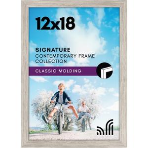 Americanflat 12x18 Poster Frame with Shatter-Resistant Glass - Signature Collection - Gallery-Style Frames Made of Engineered Wood - Photo Frame for Wall Display - Driftwood