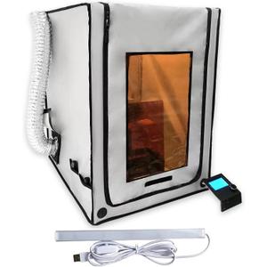 3-in-1 Multifunctional 3D Printer Enclosure Laser Engraver Eye Protective Shield Cover Resin 3D Printer Fireproof Tent with Fume Extractor Smoker Absorber Filament Dryer Dust Cover (3in1 Tent)