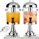 4.4 Gallon Iced Beverage Drink Dispenser, Stainless Steel Water Jar with Stand, Iced Beverage Drink Dispenser for Parties, Commercial Hot Cold Juice, Hot & Cold Drinks