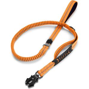 Heavy Duty Dog Leash, 4-6FT Shock Absorbing Dog Leashes with Traffic Handle and Comfortable Padded Handles, Advanced Easy Metal Clip, No Pull Reflective Leash for Medium Large Dogs That Pull (Orange)
