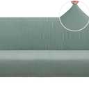 PrinceDeco Armless Futon Cover Stretch Sofa Bed Slipcover Protector Elastic Feature Rich Textured High Spandex Small Checks Jacquard Fabric Futon Cover, Machine Washable, Sage