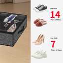 Onlyeasy 2 Pack Under Bed Shoe Storage Organizers with Handles & Clear window (Fit 14 +14 Pairs), Sturdy Underbed Box Organizer Shoe Storage Bags for Kids & Adults, Linen-like Black, MXAUBS14S14
