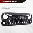 Front Grill Compatible with 2007-2018 Jeep Wrangler JK JKU, Shark Grille w/DRL Turn Signal Lights, Matte Black