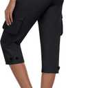MoFiz Women's Cargo Capris Pants with Pockets Lightweight Quick Dry Travel Hiking Summer Pants for Women (Medium, Black)