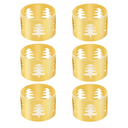 Christmas Napkin Rings Set of 6 Gold Napkin Holders with Christmas Tree, Napkin Buckles for Xmas, Thanksgiving, Holidays, Dinner, Banquet, Weddings, Family Gathers, Dining Table Settings Decoration