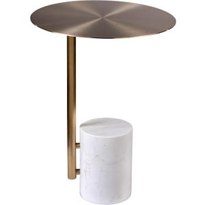 Emmy 21 in H Round Gold & White Stainless Steel/Glass/Marble Base Drink Table, Side Table, Accent Table, Entryway Table