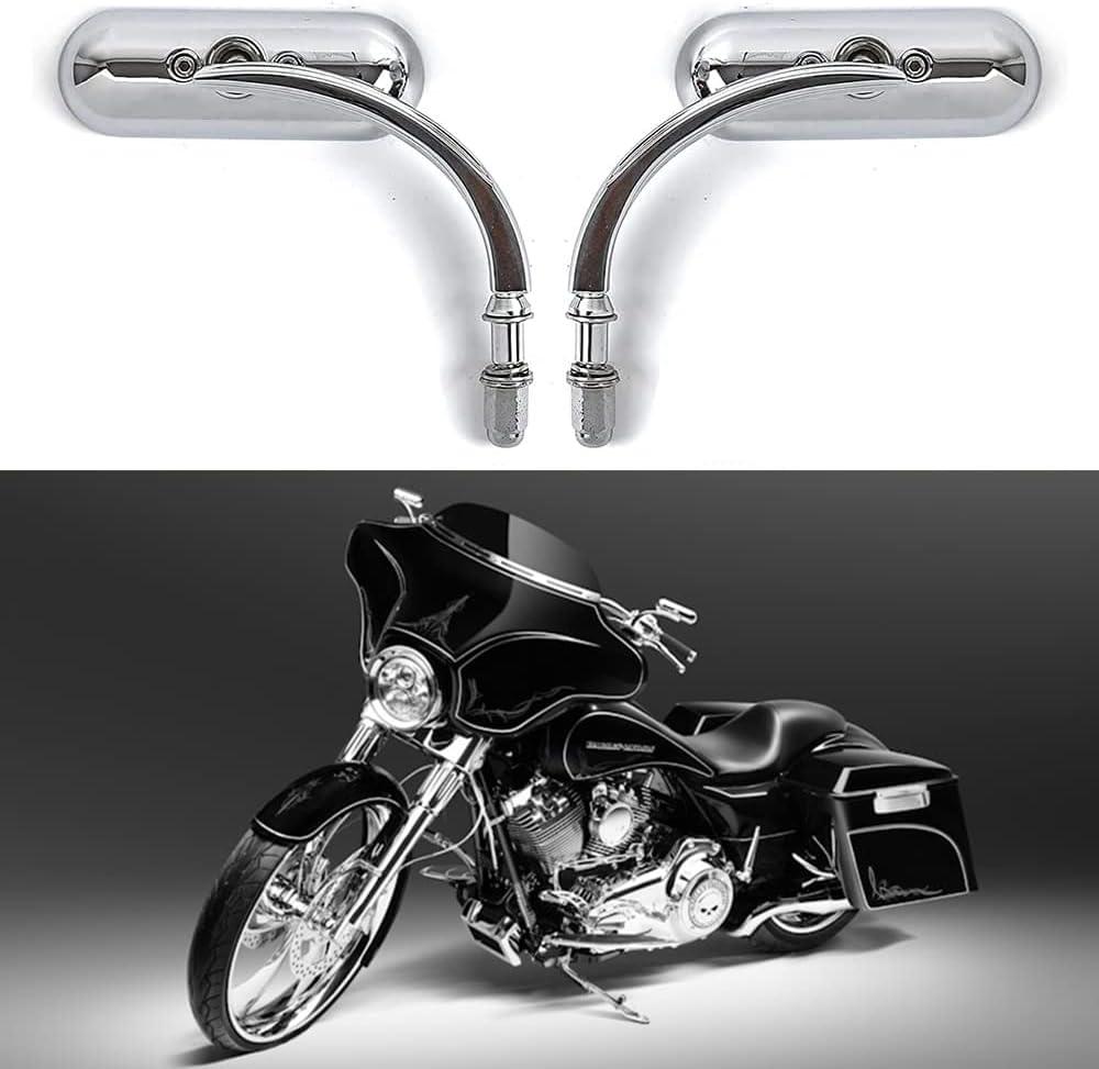 Chrome Oval Shape Motorcycle Mirrors, Upgrade Rearview Motorcycle Mirrors Compatible with Harley Road King Softail Street Glide Electra Dyna And More