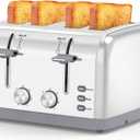 Toaster 4 Slice Retro Stainless Steel,Best Prime 4 Slice Toaster Wide Solt with 7 Shade Settings, Perfect for Waffles, Bagels and More Lainsten T-527 (silver3)
