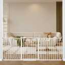 67.3-81.1" Extra Wide Baby Gate for Stairs No Drilling, 30" Tall Auto Close Press Mounted Dog Gates for Doorways, Adjustable Width Walk Through Long Gates for Kids or Pets, White