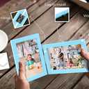Vertical Horizontal Combo, Double 5x7 Soft-Blue Wood Foldable Picture Frame, Opening 4.5x6.5, Desktop or Wall Mounted, Portrait and Landscape View