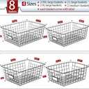 8 Set, Extra Large Wire Baskets for Organizing with Lables, Cabinet Pantry Organization and Storage Bins - Metal Basket for Kitchen, Laundry, Garage, Fridge, Bathroom Countertop Organizer, Black