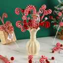 5pcs Candyland Christmas Tree Picks Candy Cane Tree Topper, Red and White Christmas Tree Decorations with Glitter, Curly Lollipop Candy Picks for Xmas Holiday Wreath Vase Party Decor