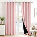 Deconovo 100% Blackout Curtains with Black Liner, Thermal Insulated NoiseReducing Grommet Drapes, DoubleLayer Room Darkening for Bedroom, Nursery, Home Office, 2 Panels, Crystal Pink, 52W x 84L