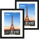 FIXSMITH 8x10 Picture Frame Set of 2, Photo Frame with HD Plexiglass, Display Pictures 5x7 with Mat or 8x10 Without Mat Multi Picture Frames Collage for Tabletop or Wall Display, Black