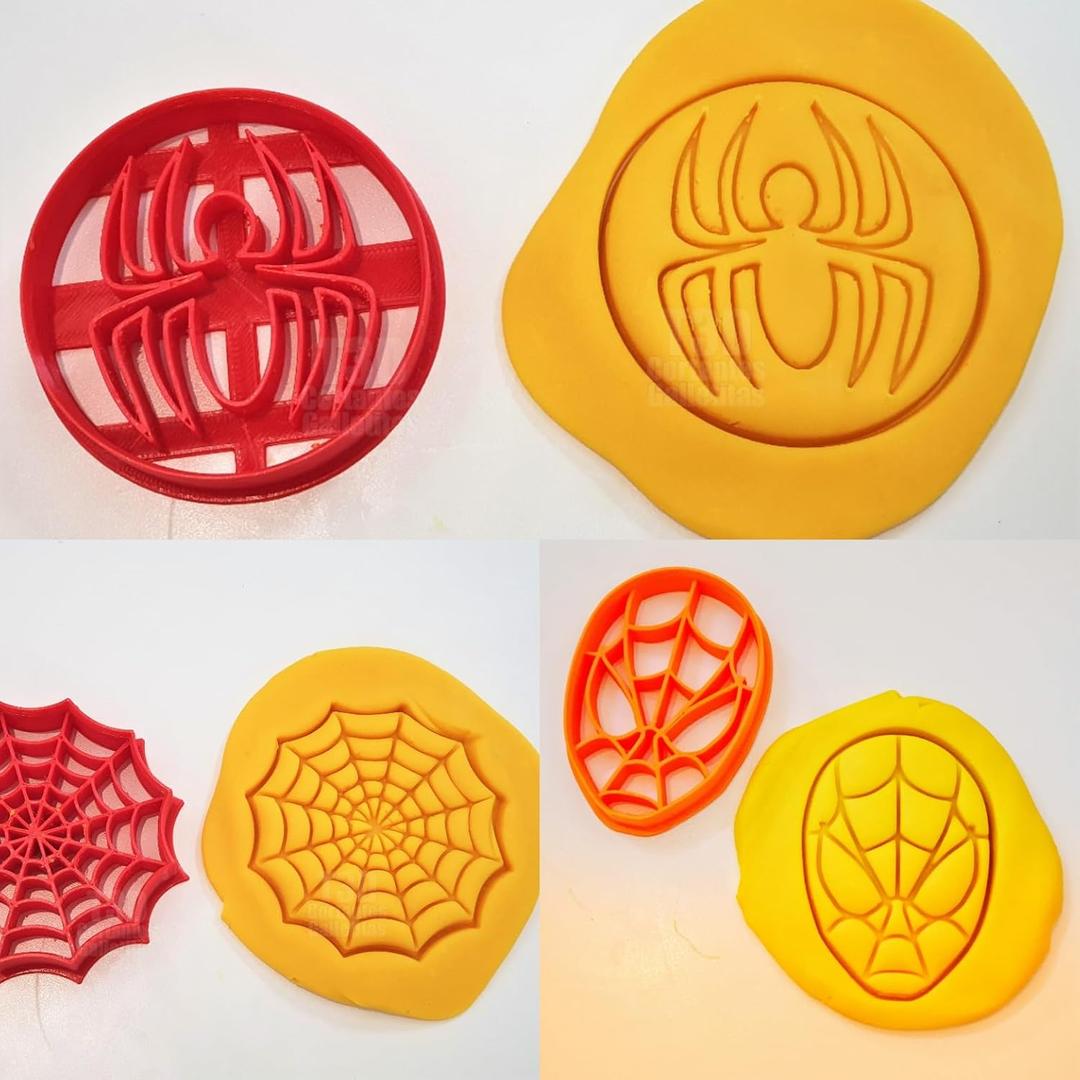 T3D Cookie Cutters Superheroes 3pcs Set Cookie Cutters, SpiderWeb Superhero Spider Insignia, Suitable for Cakes Biscuit and Fondant Cookie Mold for Homemade Treats