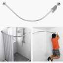 Corner Shower Curtain Rod Adjustable Stainless Steel L Shaped Rack Drill Free Install for Bathroom, Bathtub, Clothing Store (35.5"-51.2" x 35.5"-51.2") (Silver, 35.5"-51.2" x 35.5"-51.2")