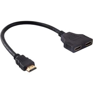 1 in 2 Out Cable Splitter Male to Dual Female 1 to 2 Way HDMI Adapter Cable, for HDTV, PlayStation 3, DVD, LCD and projectors, Support 2 TVs at The Same Time, 11.8 Inch