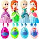 Xutengy 4 Pack Easter Basket Essentials Fillers Gifts Jumbo Princess EggsDeformation Prefilled Toys for Kids Toddler Boys Girls Easter Party Favors Surprise Eggs