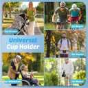 Guiseapue 2 Packs Cup Holder for Walker: Stroller Cup Holder Attachment with Phone Holder, Wheelchair/Stroller Accessories for Uppababy, Nuna, Doona, Bike, Scooter, Baby Travel Essential, Black