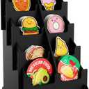 HOTCAN Sticker Display Stand with Curved Pockets for Big 4'' Stickers | Brochure Holder with Customizable Space | Display Stands for Vendor Events | Ideal for Small Business Vendors (Black, Small)