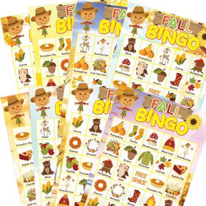 Fancy Land Fall Bingo Game for Kids 24 Players Happy Harvest Thanksgiving Party Game Supply
