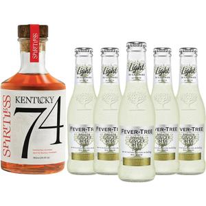 Spiritless Kentucky 74 Distilled Non-Alcoholic Whiskey Bundle with Fever Tree Light Ginger Beer - Highball - Premium Zero-Proof Liquor Spirits for a Refreshing Experience | 5 PACK