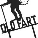 2 x Acrylic Old Man & Woman Birthday Cake Topper - Humor Decoration, Black