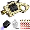 Metal Fidget Toys Gun for Adults: EDC Stress Relief Fidget Spinner Toy, 5 in 1 Mini Cool Fidgets Guns with Slider & Finger Ring for Men (JJ007 - Gold)