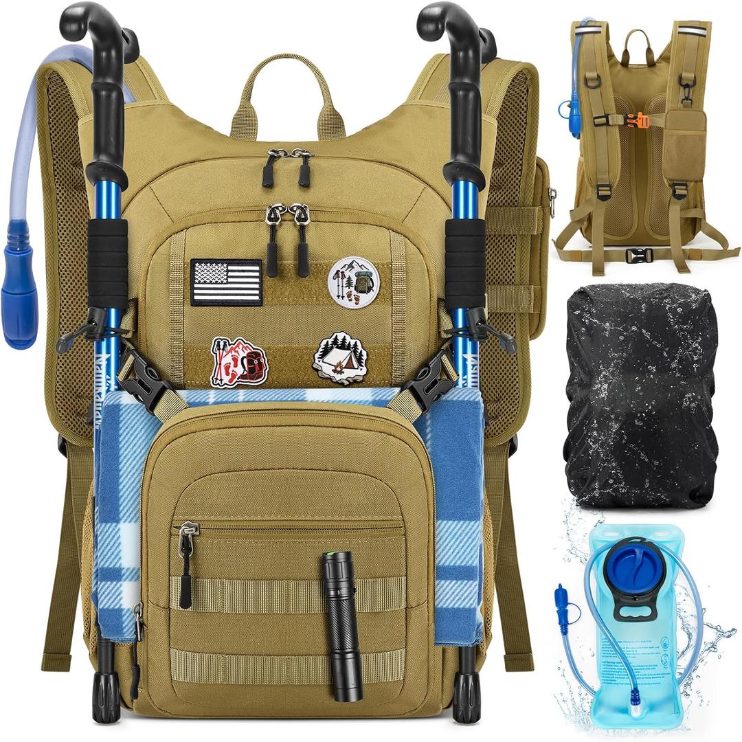 RAINSMORE Tactical Hydration Backpack 18L with 2L Water Bladder - Insulated Military Daypack for Hiking, Rucking, Commuting - Waterproof MOLLE Pack for Men Women Cycling Camping Running