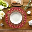 2 x Artoid Mode Red Mandala Round Placemats Set of 4,14 Inch Seasonal Spring Farmhouse Table Mats for Party Kitchen Dining Decoration