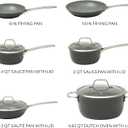 Sur La Table Kitchen Essentials Cool Commune Hard Anodized 10 Piece PFA Free Ceramic Non stick Interior Forged Durable Aluminum Pots and Pans Cookware Set - Black - Induction Compatible