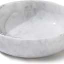 5.91'' Large Decorative Bowl, Natural Marble Decorative Bowls for Home Decor, Key Bowl, Large Incense Burner, Smudge Bowl, Coffee Tables Centerpiece, Soap Serving Bowl (White&grey3)