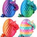 8" 3D Printed Dragon Eggs, Easter Basket Stuffers for Kids and Teens, Unique Easter Toys & Decor for Children, Mysterious Dragon Toys Gifts for Boys & Girls (4 Pack)