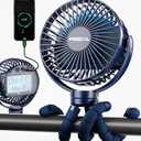 FRIZCOL 12000mAh Portable Stroller Fan, Use As Power Bank, 65H Battery Operated Fan Flexible Tripod Clip On Fans, Detachable Personal Handheld Baby Fans for Stroller, Car seat, Desk, Treadmill (Blue)