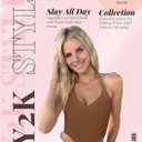 Women's Sexy Halter V Neck Crop Tank Top Sleeveless Backless Trendy Tops Double Lined Going Out Top XS-XXL (Large, Brown)